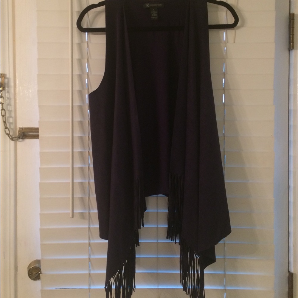 LADIES SUEDE FRINGE / TASSEL VEST PURPLE SZ L NWT
